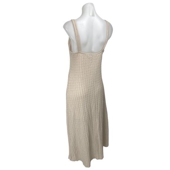 Jessica Simpson Beige Sleeveless Eyelet Knit V Neck Cami Tank Midi Dress Size L - Picture 2 of 3